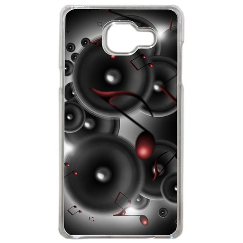 Coque Enceintes Note De Musique Rouge Compatible Samsung Galaxy A5 2016 Transparent