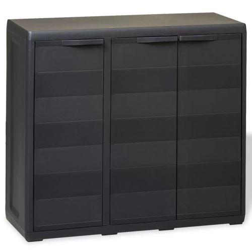Meelady Armoire de Rangement | Meuble de Rangement | Armoire basse avec 2 étagère pour Jardin ou Salon Noir