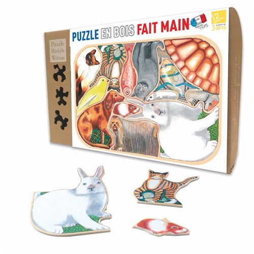 Puzzle 12 pièces ANIMAUX FAMILIERS EN FOLIE Puzzle Michele Wilson Multicolore