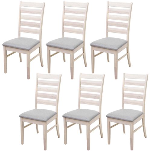 6x chaise de salle à manger MENDLER HWC-G47, chaise pour cuisine, tissu, en bois massif châssis clair, gris
