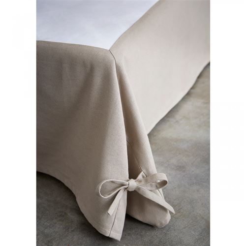 Cache sommier intégral coton taupe 140x190