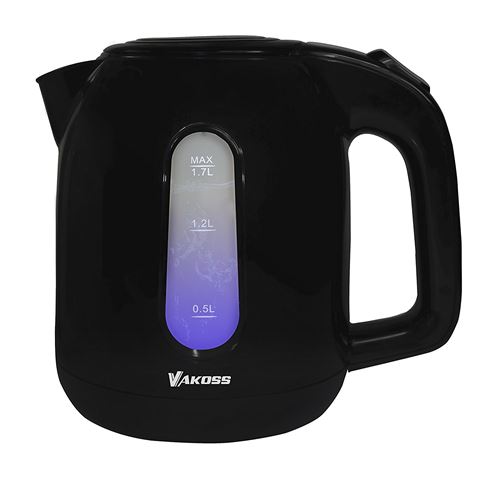 vakoss Bouilloire, 1,7 l, 2200 W, éclairage intérieur bleu à LED, noir