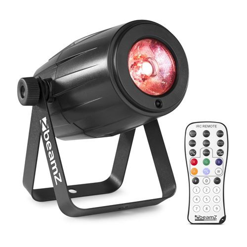 Beamz PS21W LED Pin Spot - Projecteur LED éclairage de soirée - effet strobo RVBB - 12W - noir