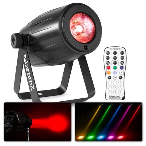 Beamz PS21W LED Pin Spot - Projecteur LED éclairage de soirée - effet strobo RVBB - 12W - noir