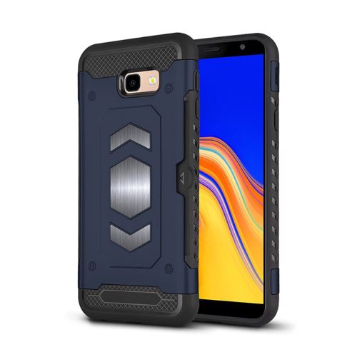 Coque en TPU fente pour carte combo bleu foncé pour votre Samsung Galaxy J4 Plus