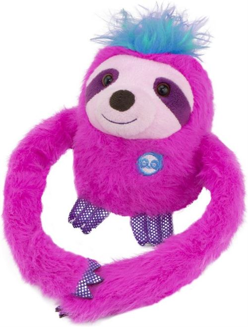 Party Pets paresseux empaillé roulant junior 25 cm en peluche rose