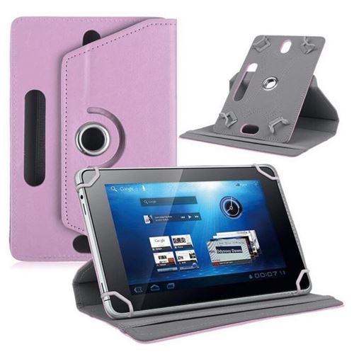Etui en PU universel rotatif à 360 degrés rose pour votre Samsung Tab 3 7.0 P3200/LG G Pad 7.0