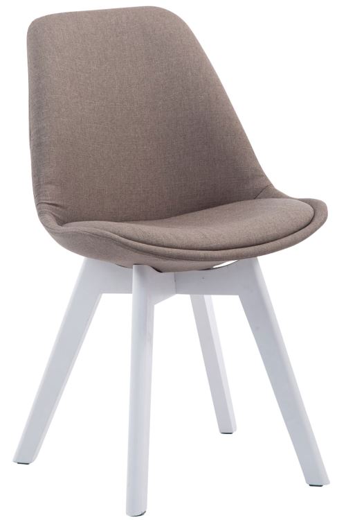Chaise de Salle à manger Borneo V2 en Tissu - Style scandinave - Chaise Visiteur avec Piètement en Bois de Chêne Blanc - Couleur Taupe