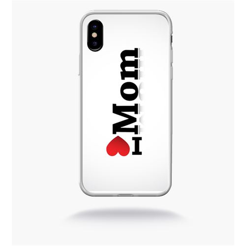 Coque i love you mom compatible apple iphone x bord transparent