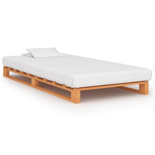 vidaXL Cadre de lit de palette Marron Bois de pin massif 90 x 200 cm