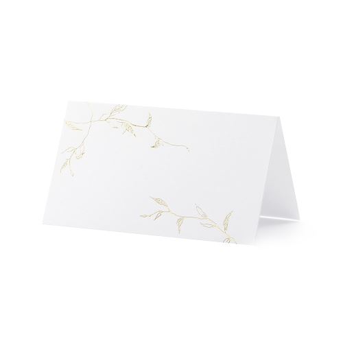 10 marque-places blanc branches dorées 9.5x5.5cm
