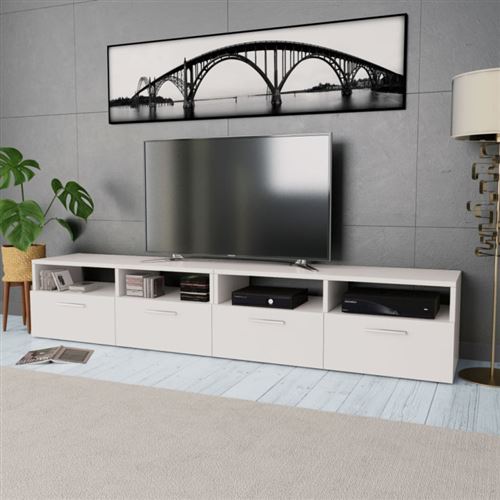 vidaXL Meuble TV 2 pcs Aggloméré 95 x 35 x 36 cm Blanc