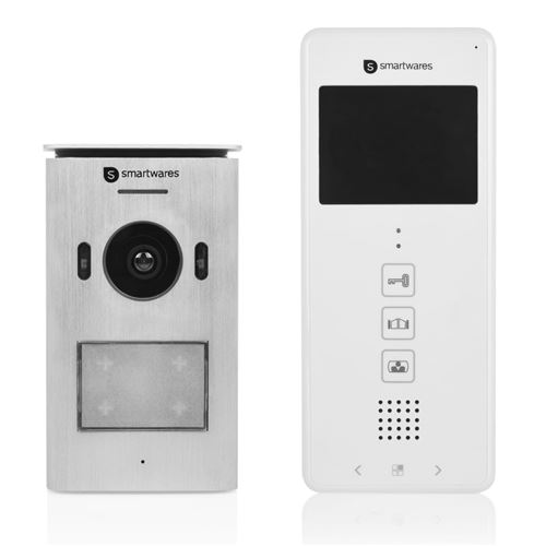 Smartwares DIC-22112 Interphone vidéo 2 fils Set complet 1 foyer blanc