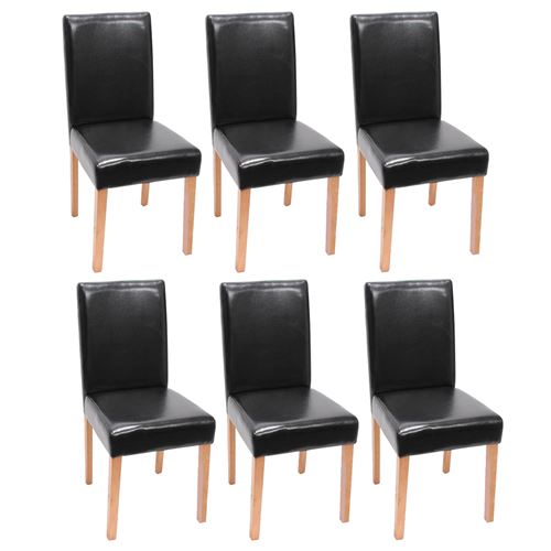 Lot de 6 chaises de séjour Littau, simili-cuir, noir, pieds clairs