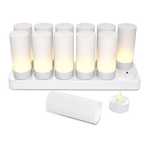 Ymenow Lot de 12 bougies chauffe-plat LED rechargeables par USB, sans  flamme, bougies vacillantes, avec câble de charge USB-C po390