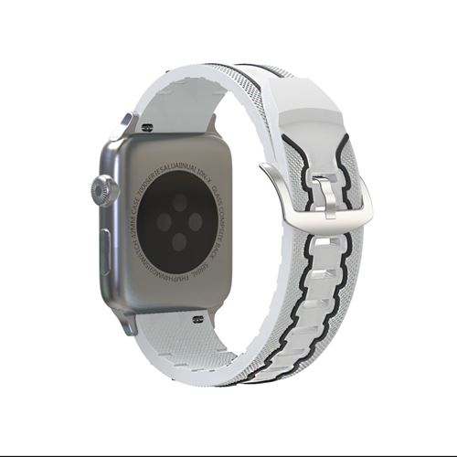 Bracelet en silicone motif flexible blanc/noir pour votre Apple Watch Series 4 40mm/Series 3/2/1 38mm