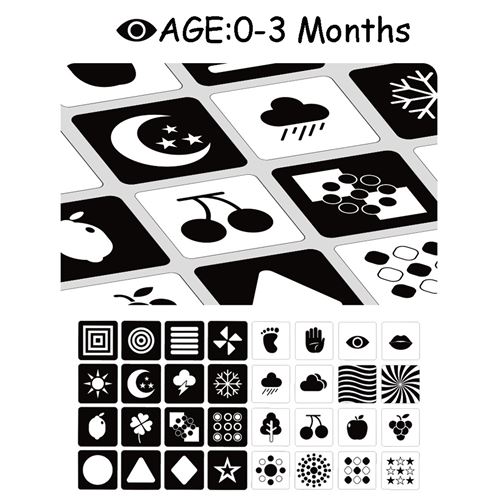 Cartes Flash Noires Blanches Contraste 32 Photos 16 Pieces Pour La Stimulation Visuelle Des Nouveau Nes Enfants 0 3mois Jeu De Cartes Achat Prix Fnac