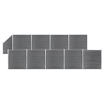vidaXL Schuttingset 9 vierkant en 1 schuin 1657x186 cm HKC grijs3053241 - 1