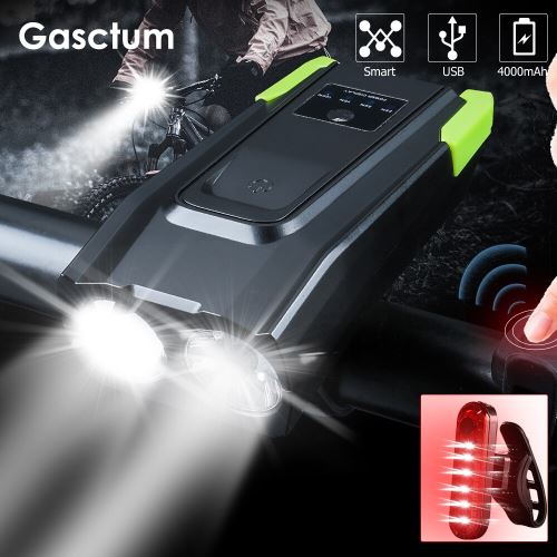 Lumière avant rechargeable de vélo de l'USB 4000mAh de lumière de bicyclette futée avec le feu arrière de klaxon
