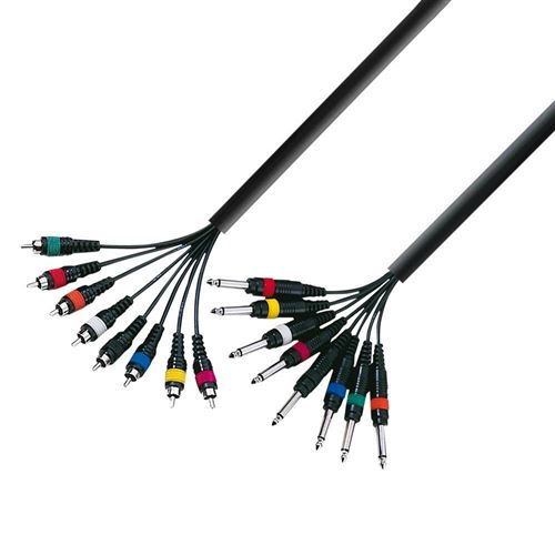 Adam Hall Cables K3L8PC0500 Série 3 Star Câble Multipaire 8 x Jack 6,35 mm Mono vers 8 x RCA Mâle 5 m