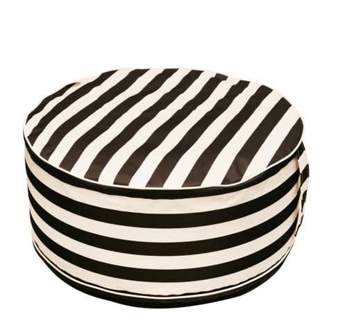 Pouf gonflable en textile coloris blanc / noir - 56 x 56 x 25 cm -PEGANE-