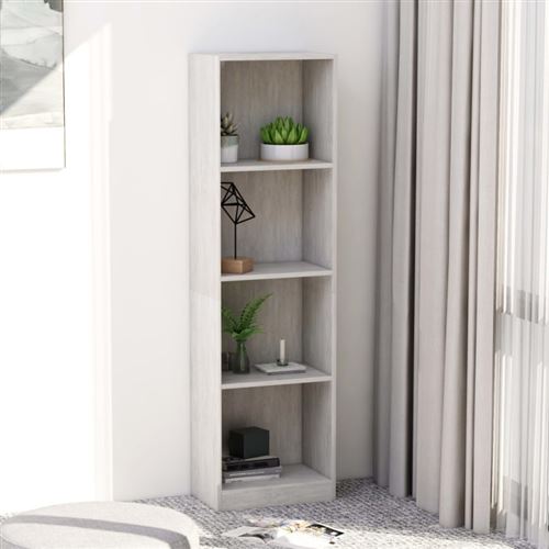 vidaXL Bibliothèque à 4 niveaux Gris béton 40x24x142 cm Aggloméré
