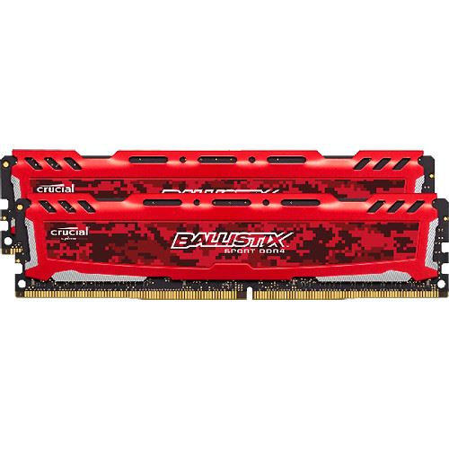 Crucial Ballistix Sport LT BLS2K16G4D240FSE 2400 MHz, DDR4, DRAM, Mémoire Kit pour PC de Gamer, 32Go (16Gox2), CL16 (Rouge)