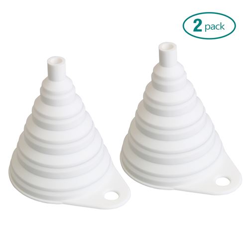 Tritina Home & Kitchen Entonnoir pliable,en silicone antidéflagrant,sans BPA,résistant à la chaleur,pour lave-vaisselle - Blanc
