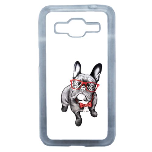 Coque Bulldog Français À Lunettes Compatible Samsung Core Prime Transparent