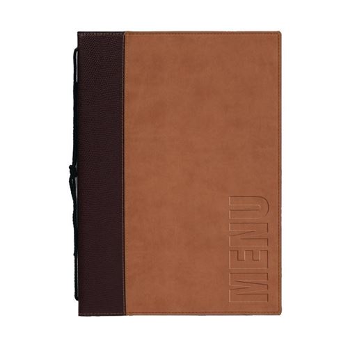 Prot&egrave;ge-menus contemporain Securit marron clair - Format A4 - - Cuir