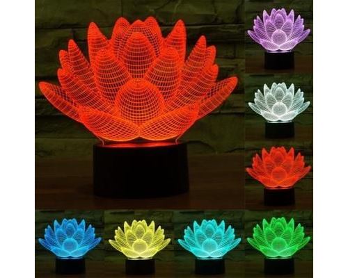 Lampe 3D Fleur de Lotus Ampoules LED 7 Couleurs USB - YONIS