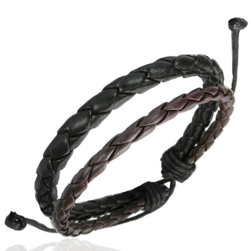 Zense - Bracelet homme ajustable tendance Zense ZB0093 en cuir tressé marron et noir