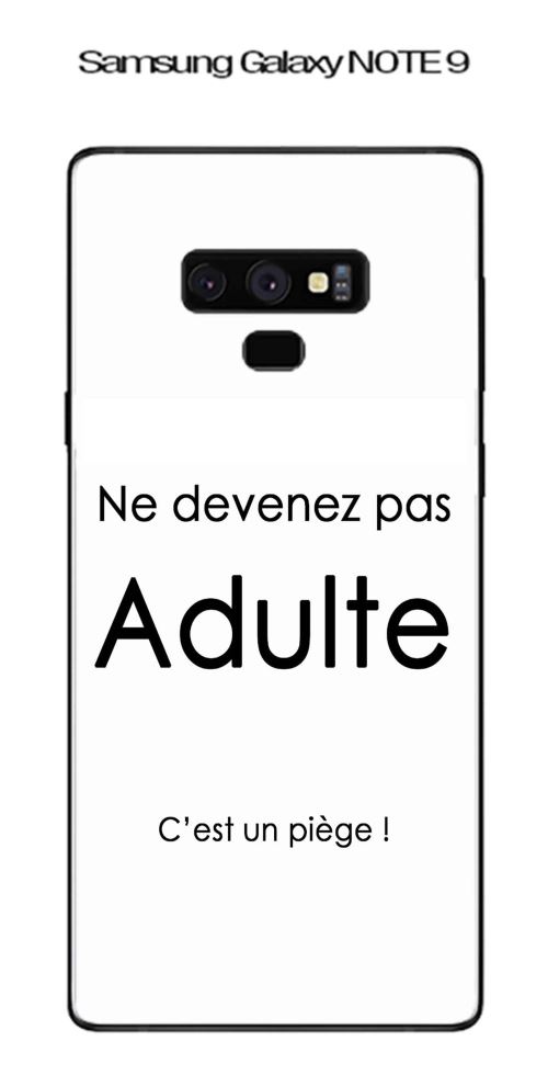 Coque Samsung Galaxy Note 9 design Citation Adulte Texte noir fond blanc