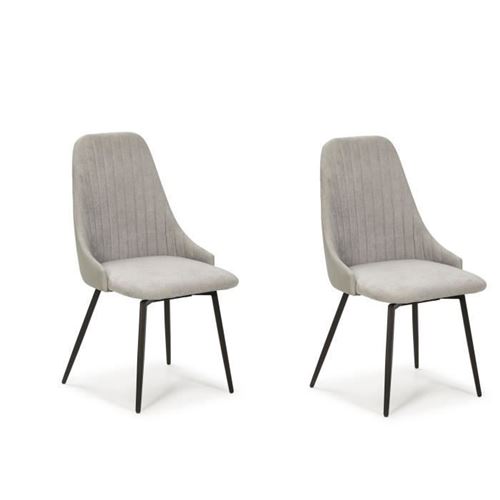 Lot de 2 chaises giratoires - Tissu Gris clair - L 51 x P 57 x H 90 cm - EMA