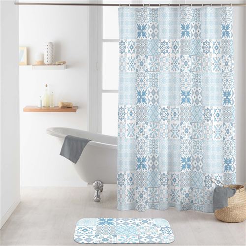 rideau de douche avec crochets 180 x 200 cm polyester imprime lagos