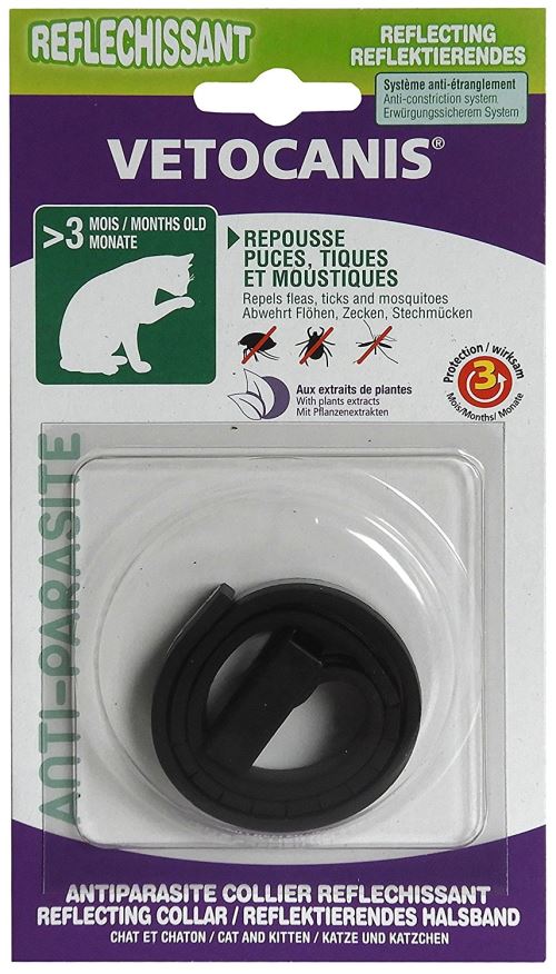 V&eacute;tocanis collier antiparasiatire r&eacute;fl&eacute;chissant pour chat