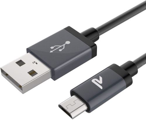 Câble USB / micro USB en nylon tressé 2m. Gris