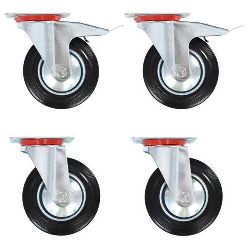vidaXL 8x Roulettes Roues Fixes pour Chariot Roulant Roulettes Pivotantes Panier d'Achat Etagère à Livre Tables de Travail Capacité de 80 kg 100 mm