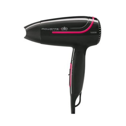 Sèche-cheveux de voyage noir rouge pliable 1600 W - Nombre de vitesses 2 et pognée pliable