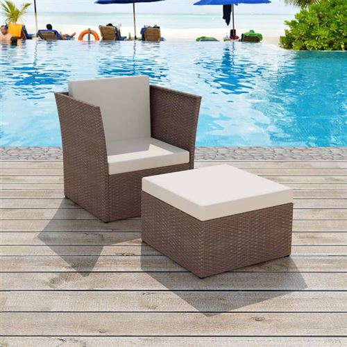 vidaXL Ensemble de cinq pièces chaises jardin Rotin poly Marron