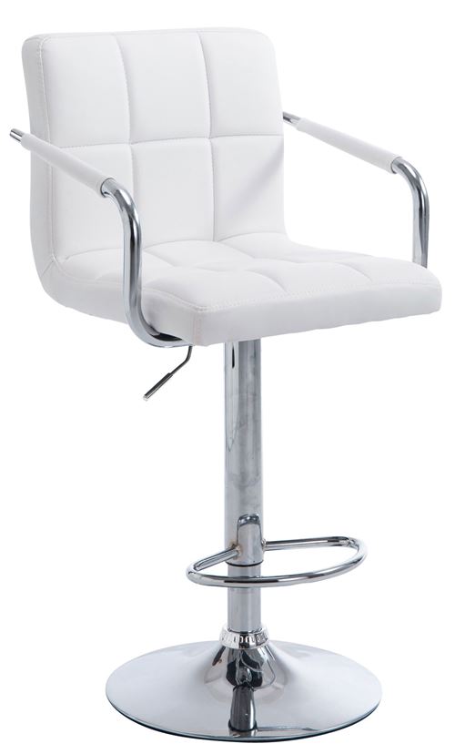 Tabouret de bar Lucy V2 en similicuir avec Piètement en Métal , Blanc /Chrome