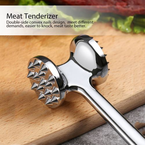 Marteau à Viande Double Face Ortviai - Alliage De Zinc, Poignée Nylon, 24 Cm - Pour Attendrir Bœuf, Porc, Poulet