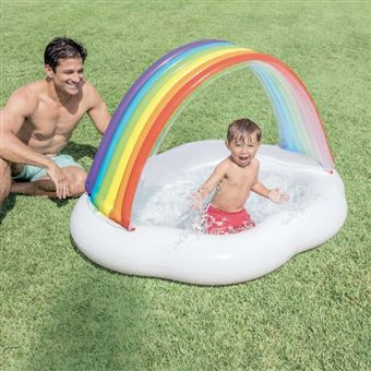 Paris Prix - Piscine Gonflable Enfant rainbow 142cm Blanc