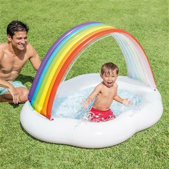 Paris Prix - Piscine Gonflable Enfant rainbow 142cm Blanc