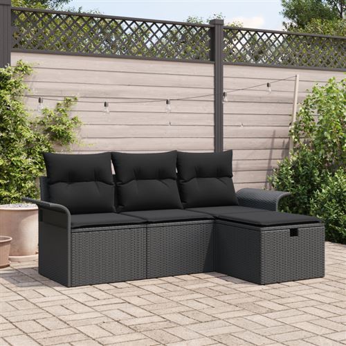 Non Communiqué Noir Salon De Jardin Modulable Vidaxl Rotin 4 Pieces 2 Personnes