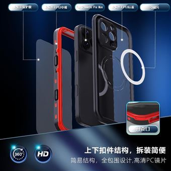 Lanhiem Coque pour iPhone 13 Pro Étanche, [IP68 Imperméable+Antichoc] 360 Indestructible