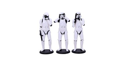 Pack 3 figurines Figure d'art Star Wars Stormtrooper Les 3 Sages 14 cm Blanc et Noir