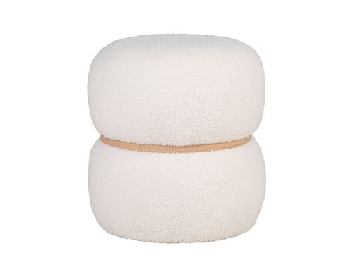 BestMobilier - Pouf - Sataya - Tissu Bouclette - Blanc - Image 2