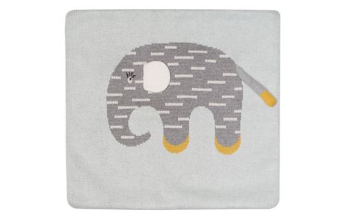 Housse de coussin en coton motif éléphant gris et jaune - Kindsgut
