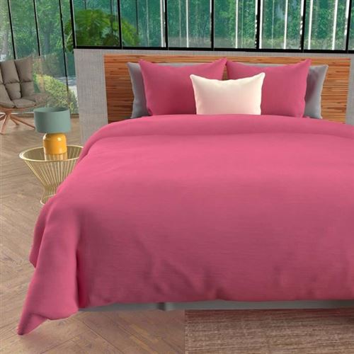 Parure Housse De Couette Bohema - 260 X 240 Cm - Framboise - Soleil D'ocre